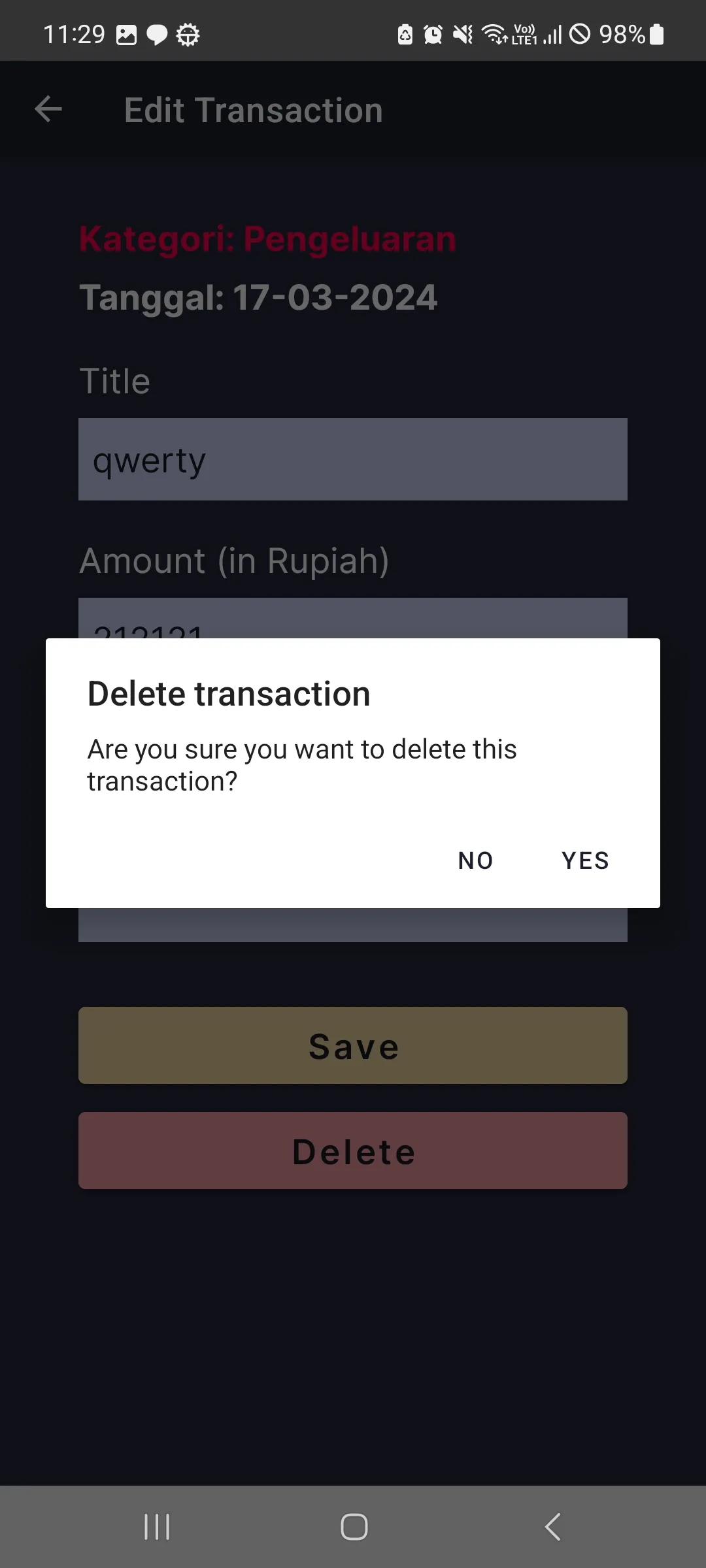 Delete Transaction