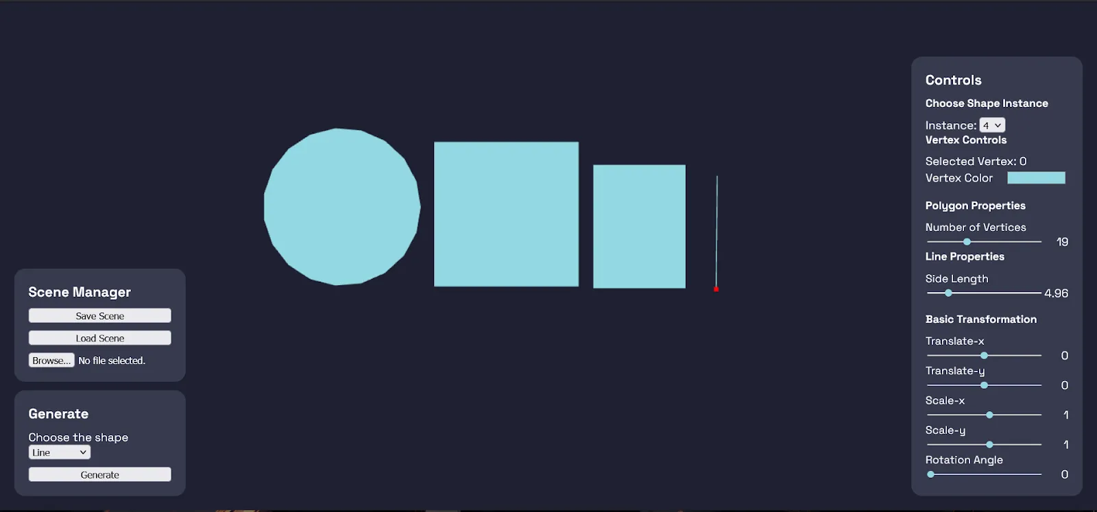 Screenshot of WebGL 2D Editor - All 2D Primitives