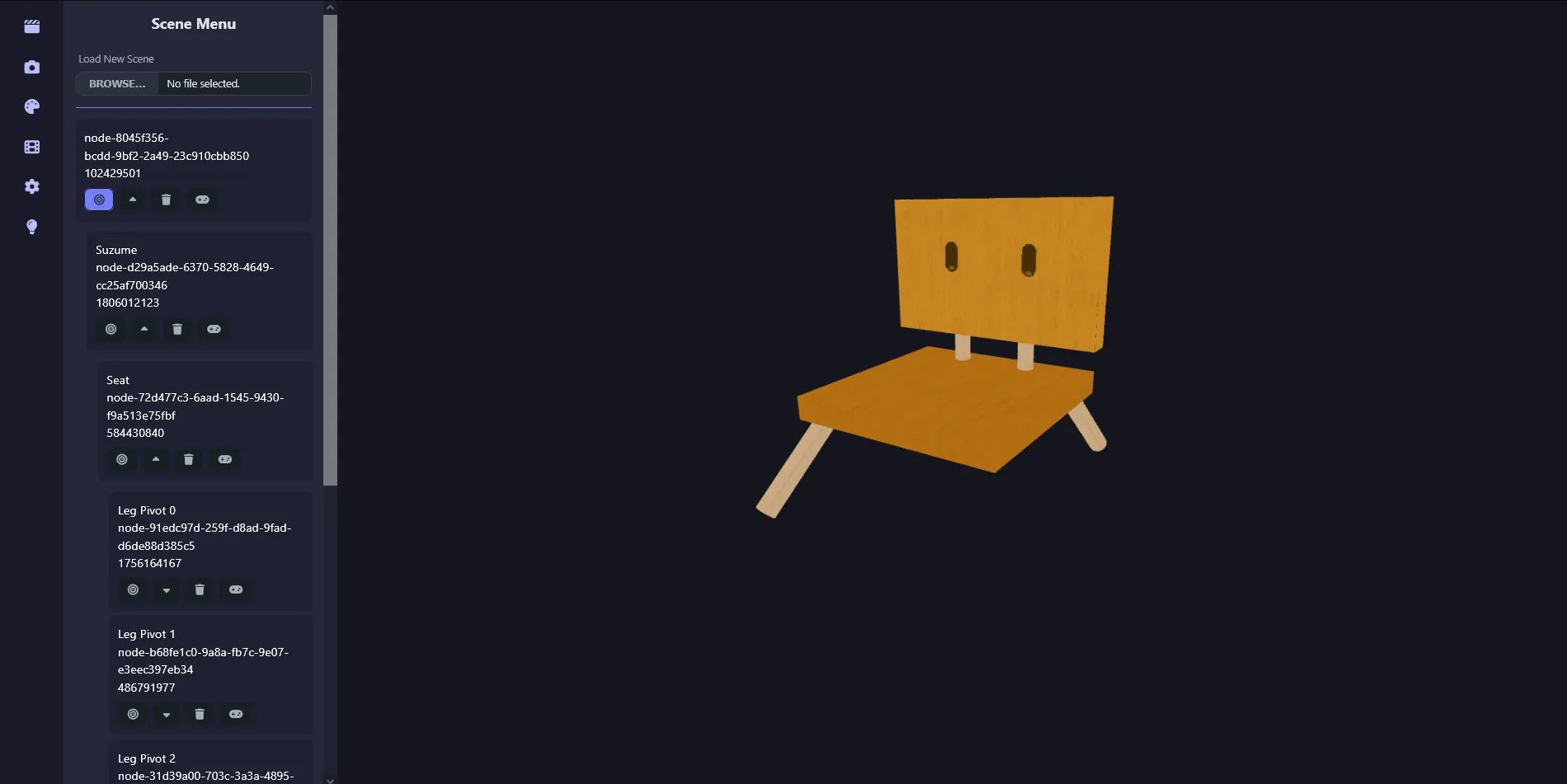 Screenshot of WebGL 3D Editor - Scene Graph