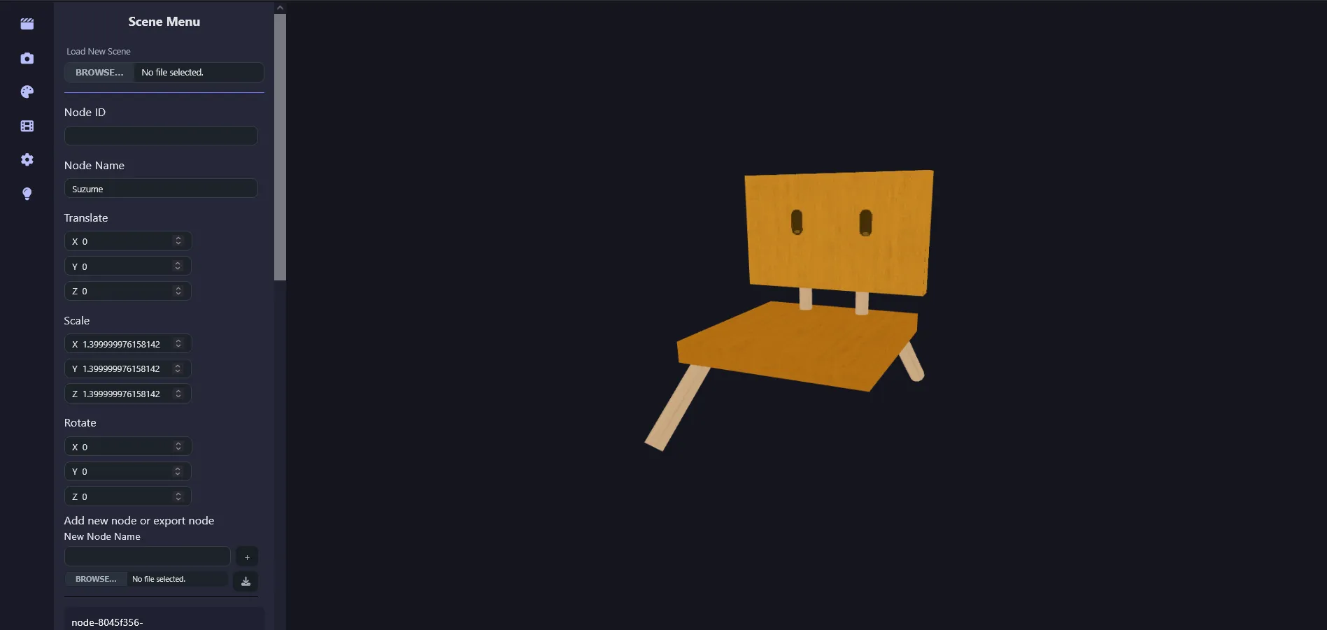 Screenshot of WebGL 3D Editor - Properties Editor