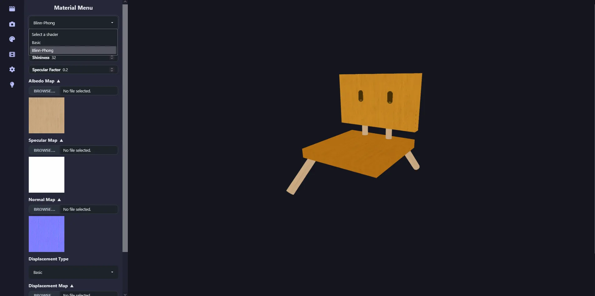 Screenshot of WebGL 3D Editor - Material