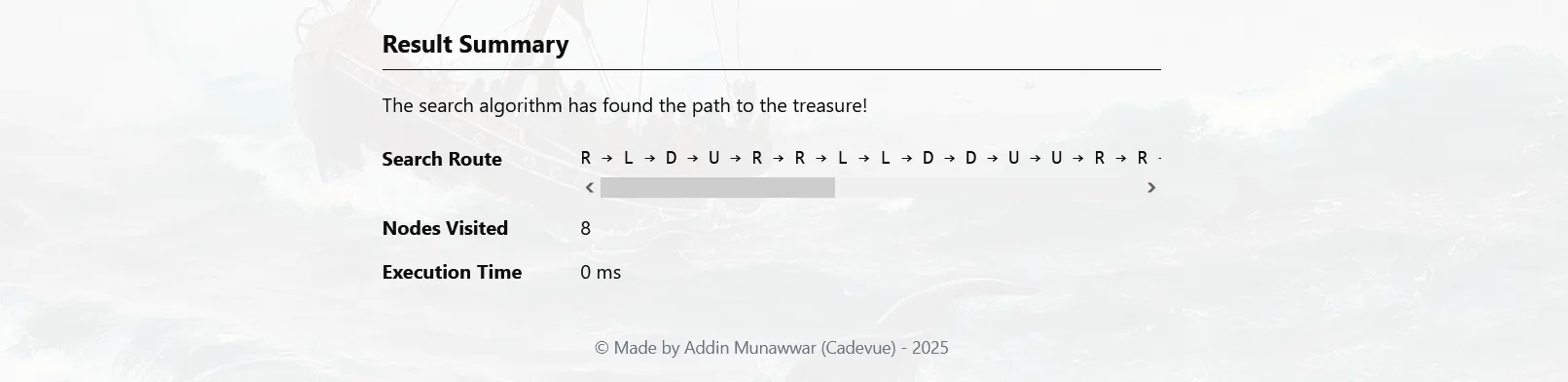 Treasure Hunt Screenshot - Result Summary