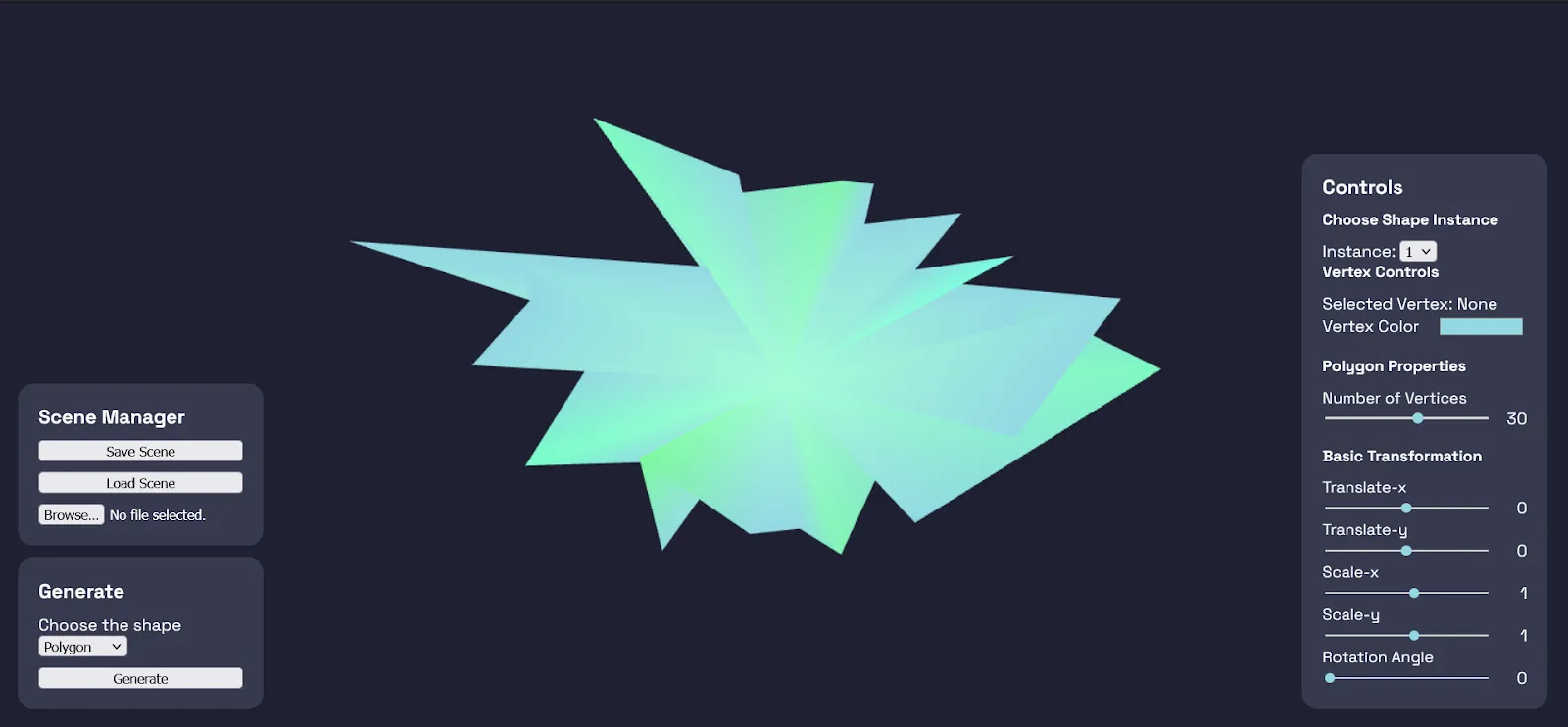 Screenshot of WebGL 2D Editor - Crystal Scene