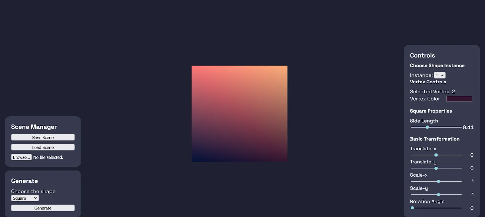 Screenshot of WebGL 2D Editor - Vertex Color